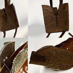 Leather Saddle Horn Bag & Matching Knife Sheath Repurposed Cowboy Boots